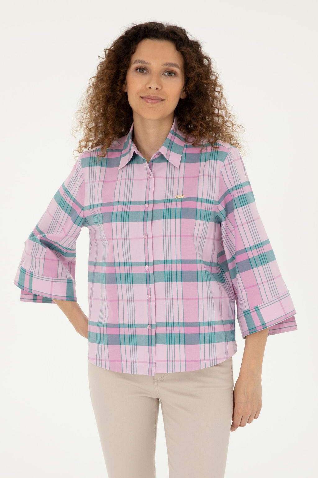 U. S. Polo Assn / Женская розовая рубашка с длинным рукавом