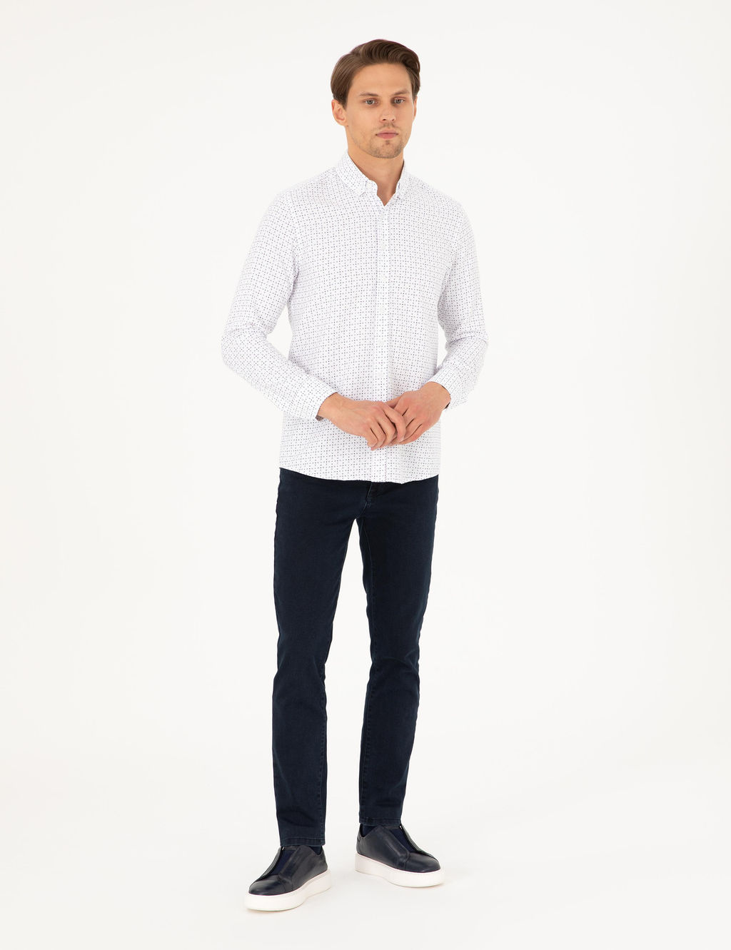 Рубашка Slim Fit индиго с длинным рукавом