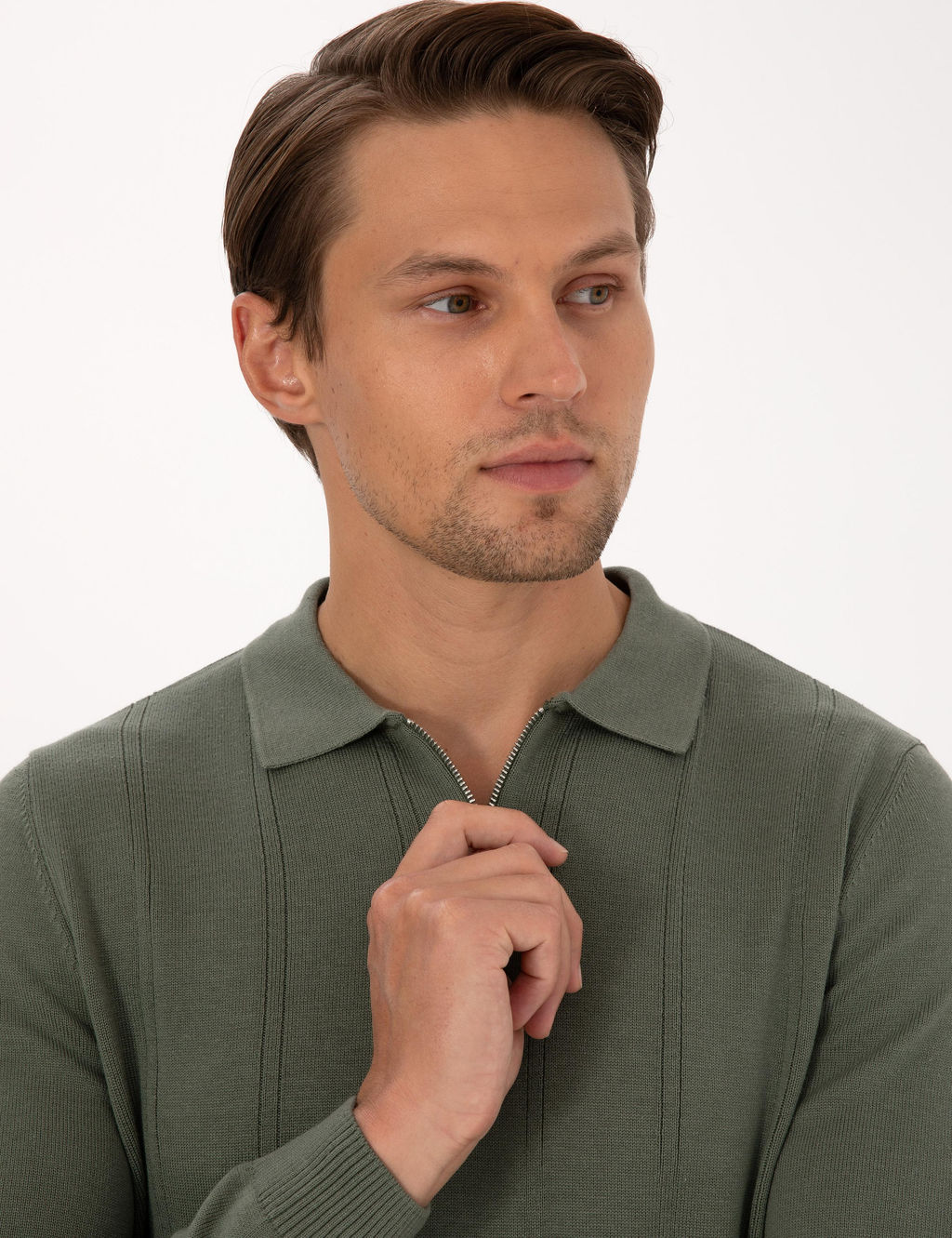 Duman Slim Fit Polo Yaka Fermuarl_ Triko Kazak - Pierre cardin фото 2