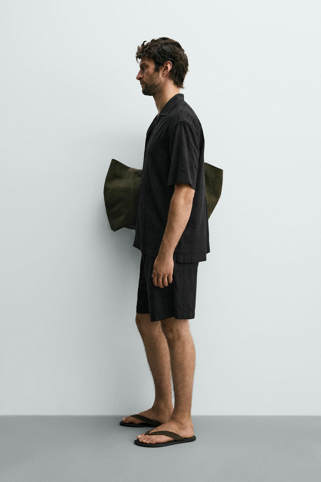 CAMISA RELAXED FIT JACQUARD GEOM?TRICO / Negro - Zara фото 4