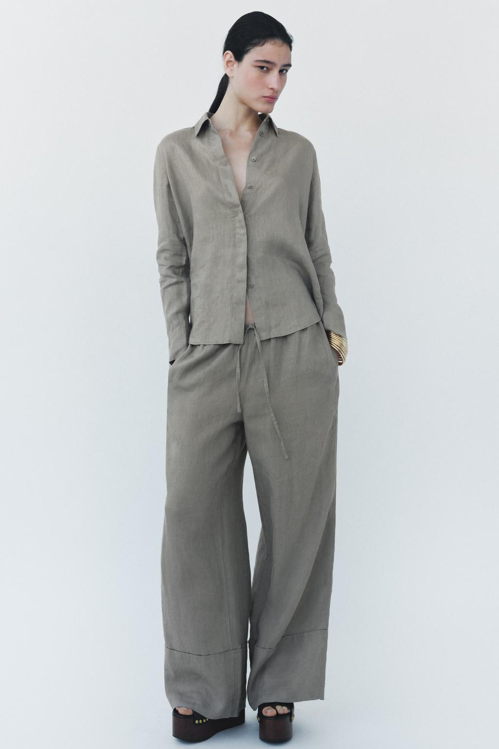 ZW COLLECTION 100% LINEN SHIRT - Zara фото 4