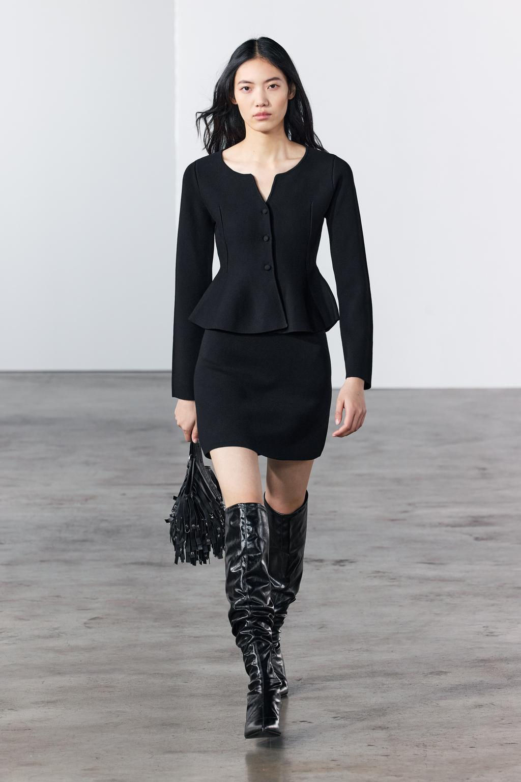 KNIT PEPLUM CARDIGAN