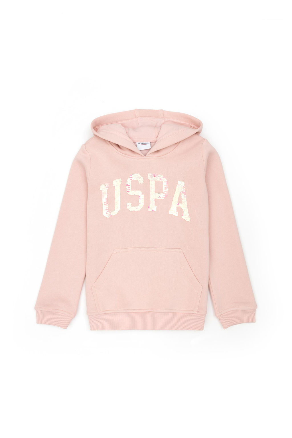 K_z _ocuk Toz Pembe Basic Kap__onlu Sweatshirt