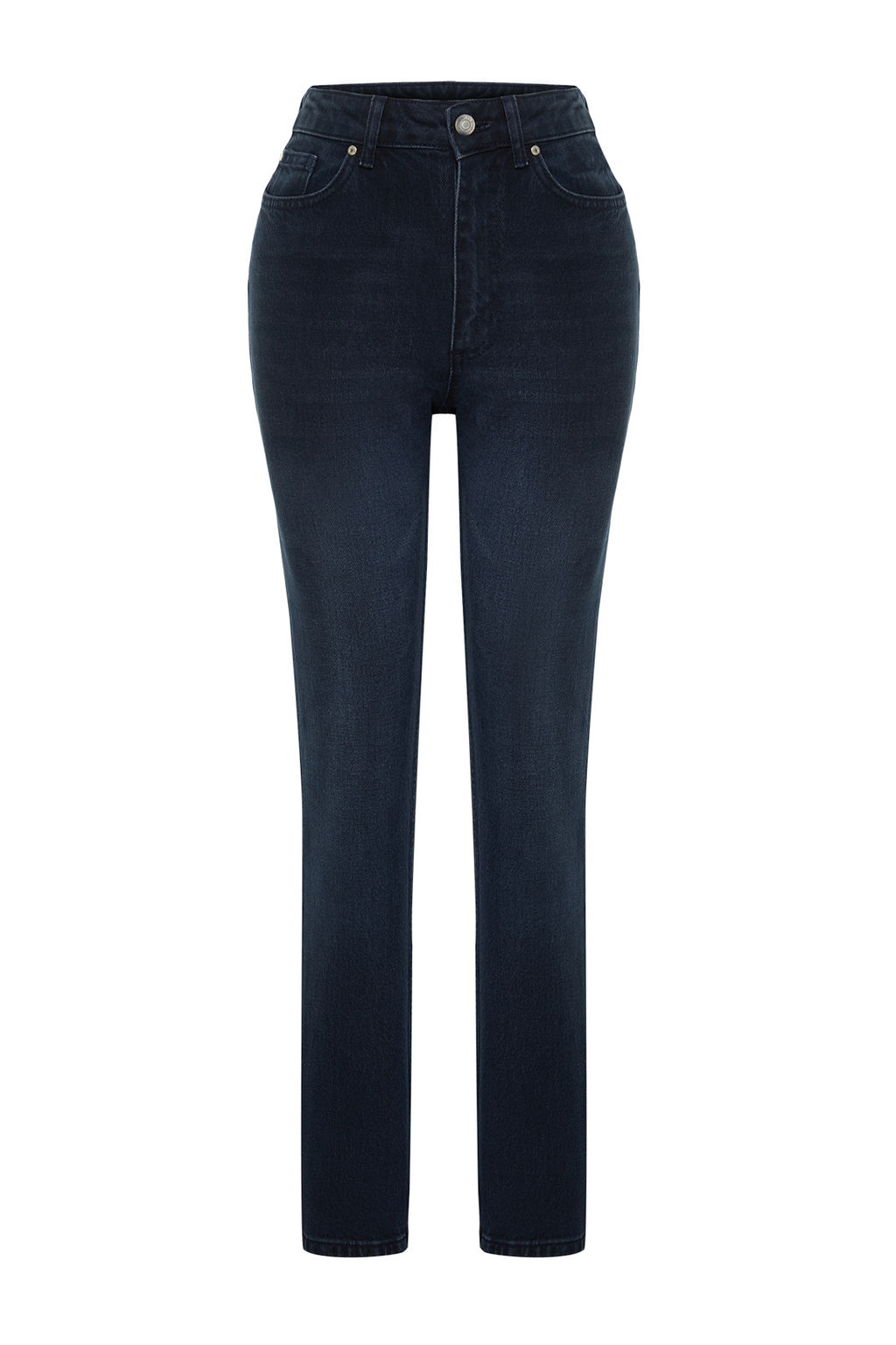 TRENDYOLMILLA Gece Mavisi More Sustainable Yuksek Bel Comfort Straight Jeans TWOAW24JE00091