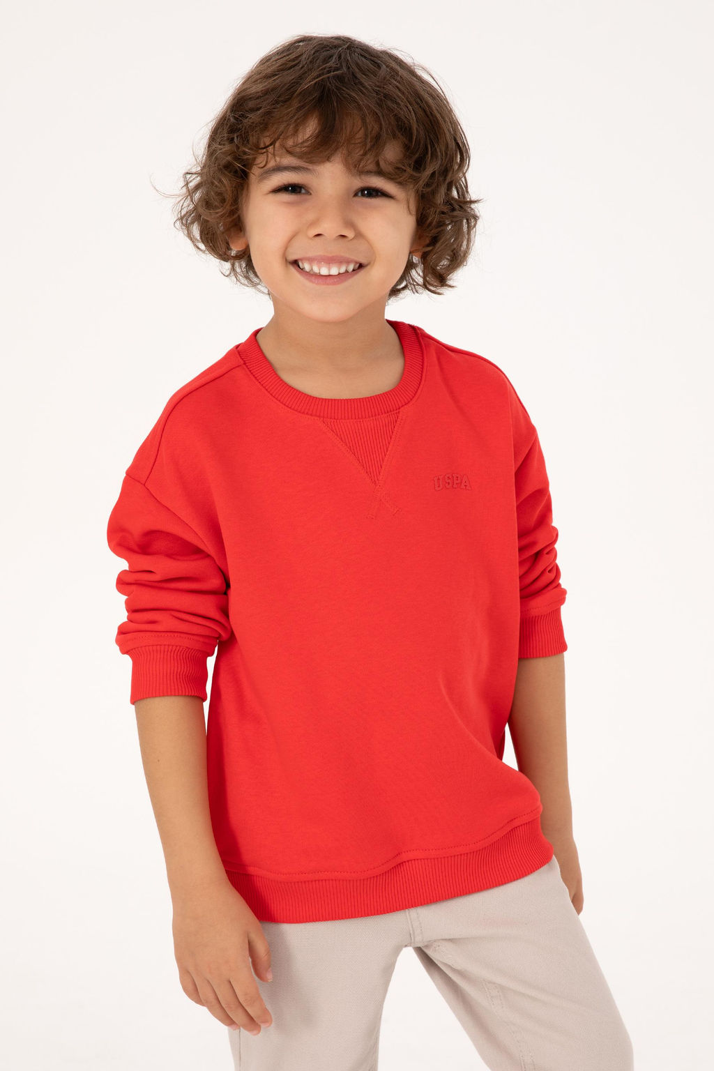 Erkek _ocuk K_rm_z_ Bisiklet Yaka Basic Sweatshirt - U.s. polo assn фото 3