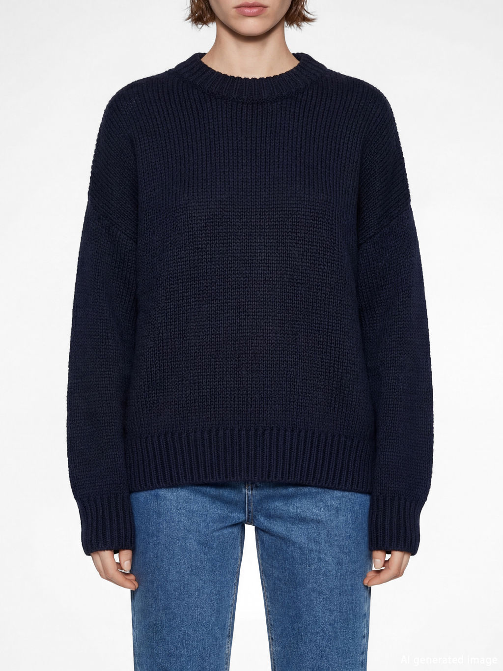 Bisiklet Yaka Oversize Kad?n Triko Kazak