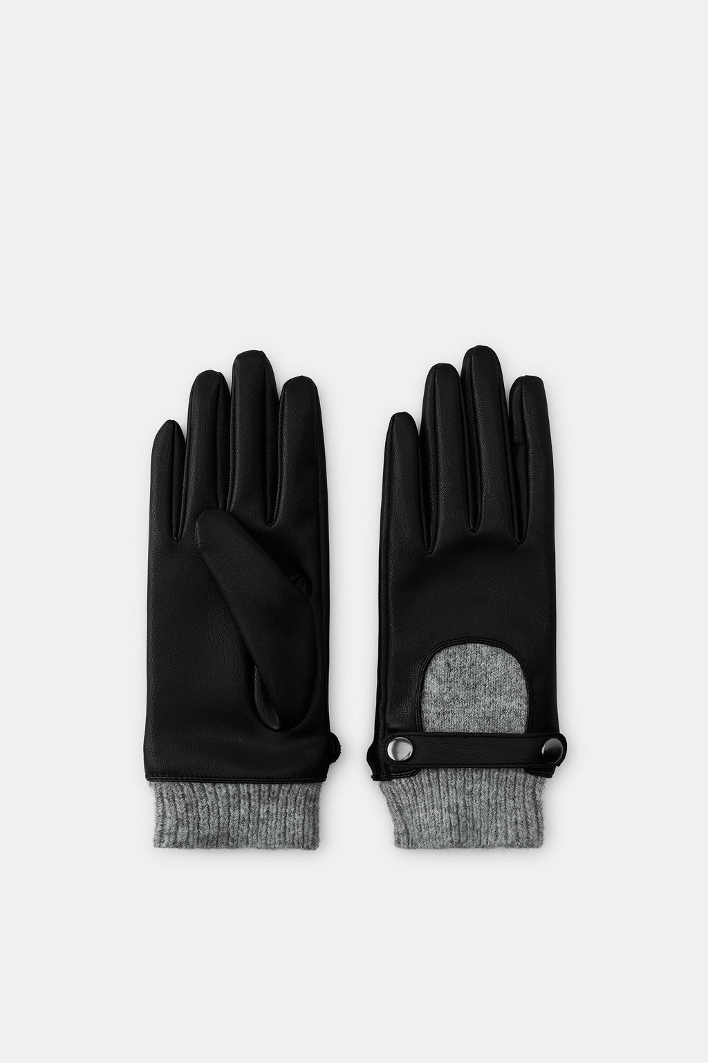 GUANTES EFECTO PIEL COMBINADO / Negro - Zara фото 4