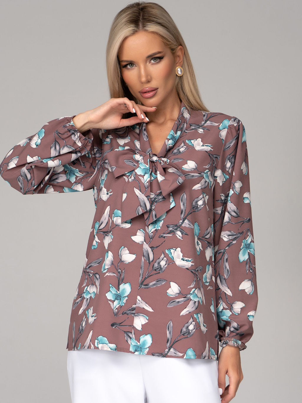 Блузка Бант (ежевика) - Эльза фото 24