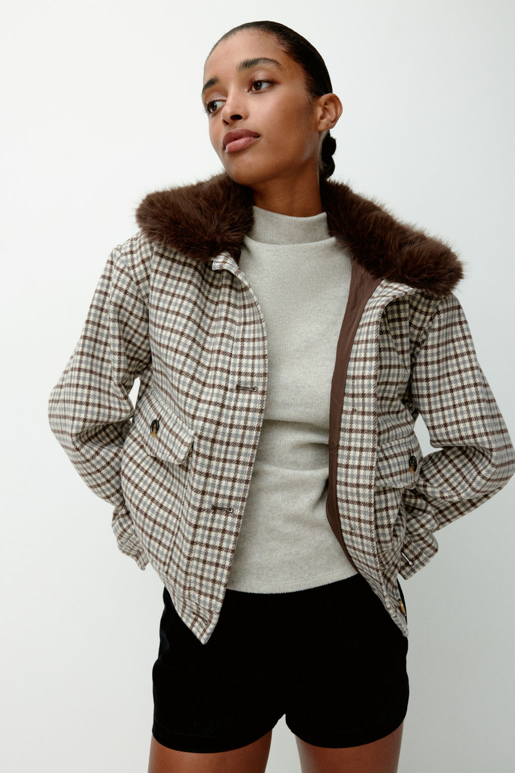 Cazadora de sarga con cuello efecto pelo - H&m фото 4