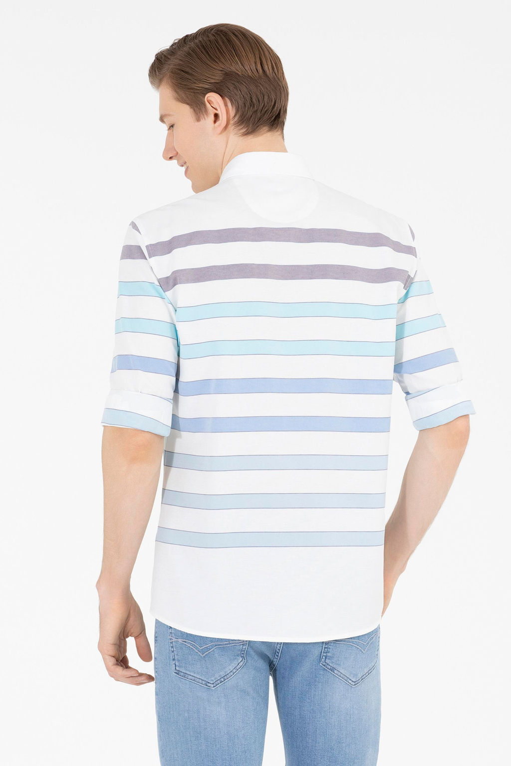 U. S. Polo Assn / Мужская синяя рубашка с длинным рукавом - U.s. polo assn фото 19