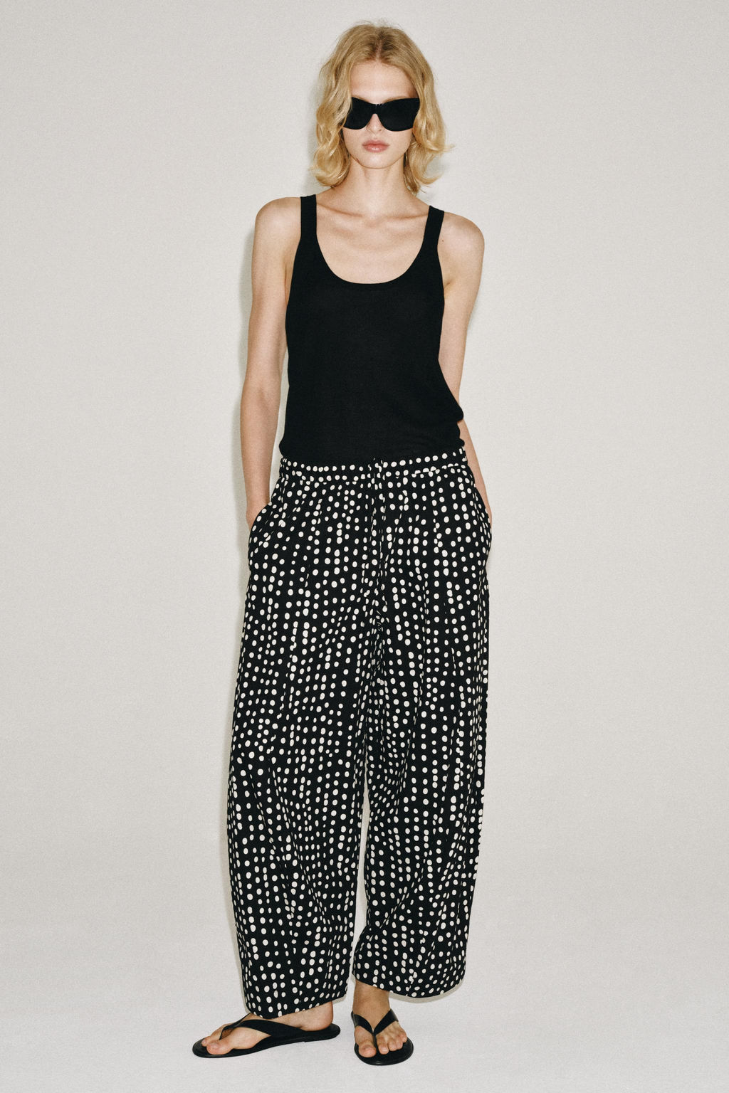 PANTAL?N PIJAMERO LUNARES ZW COLLECTION / Negro / Crudo - Zara фото 3