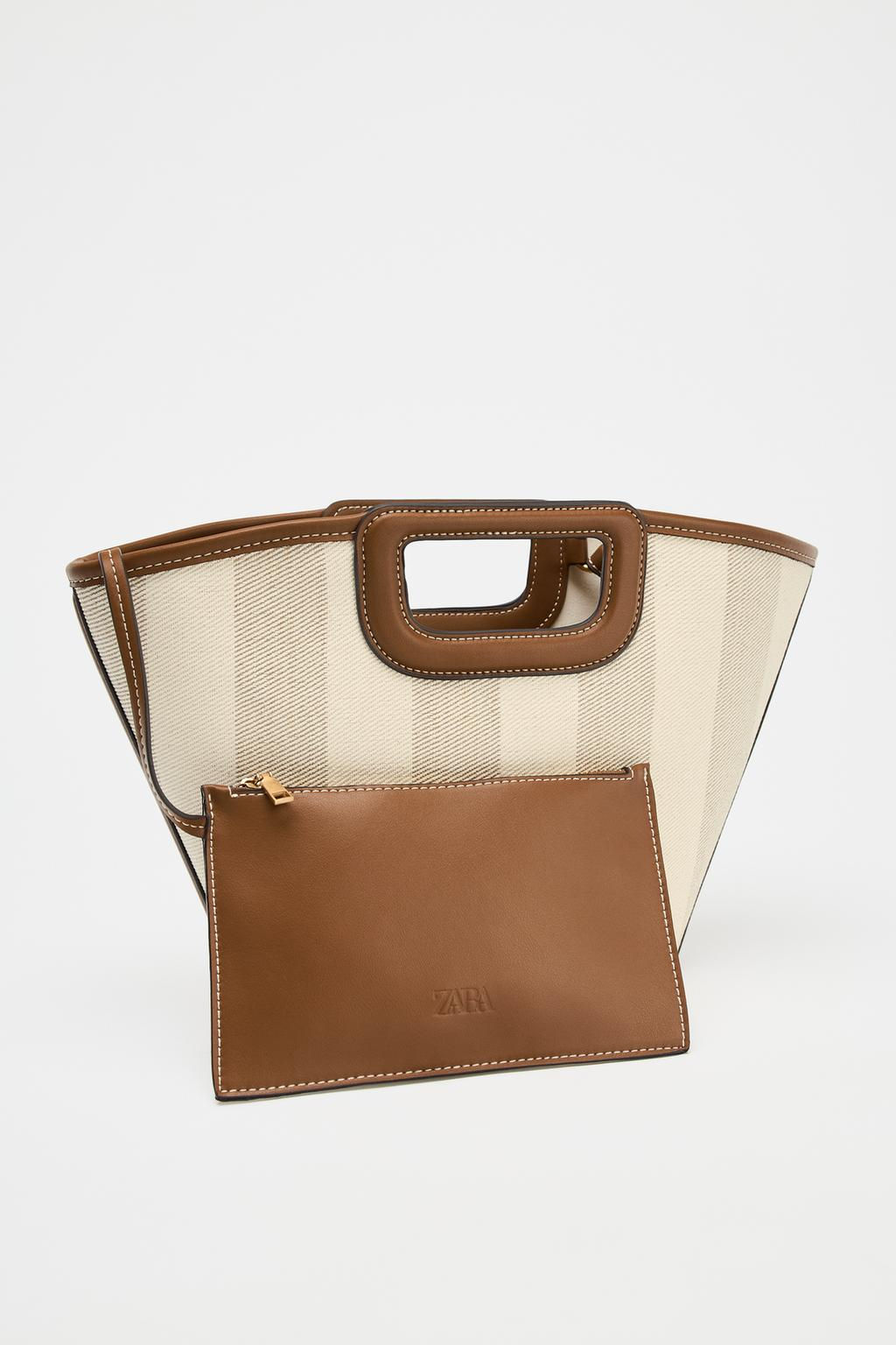 CANVAS TOPSTITCHED TOTE BAG - Zara фото 5