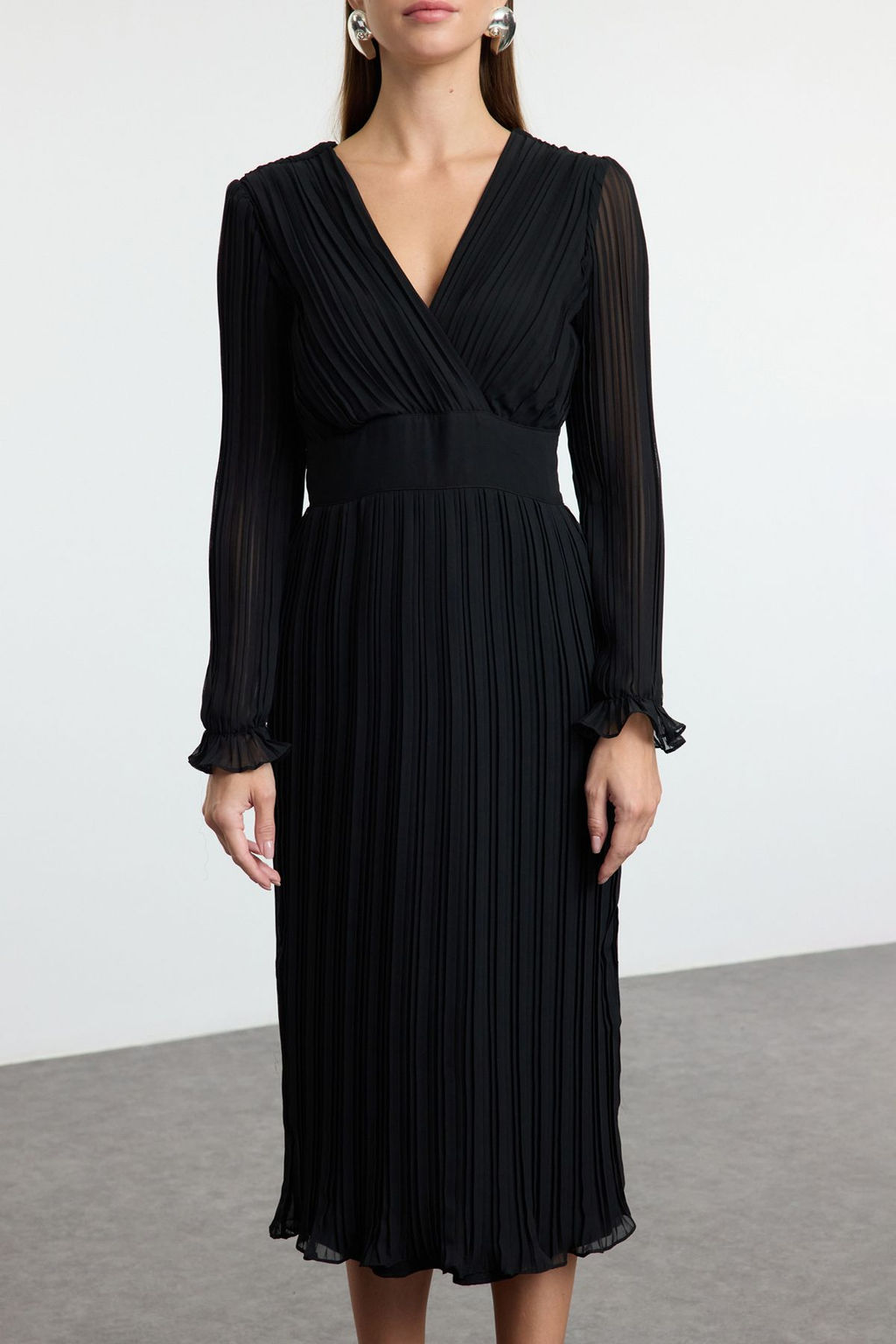 TRENDYOLMILLA K?rm?z? Piliseli Astarl? Sifon Dokuma Elbise TWOAW24EL00478  фото 20