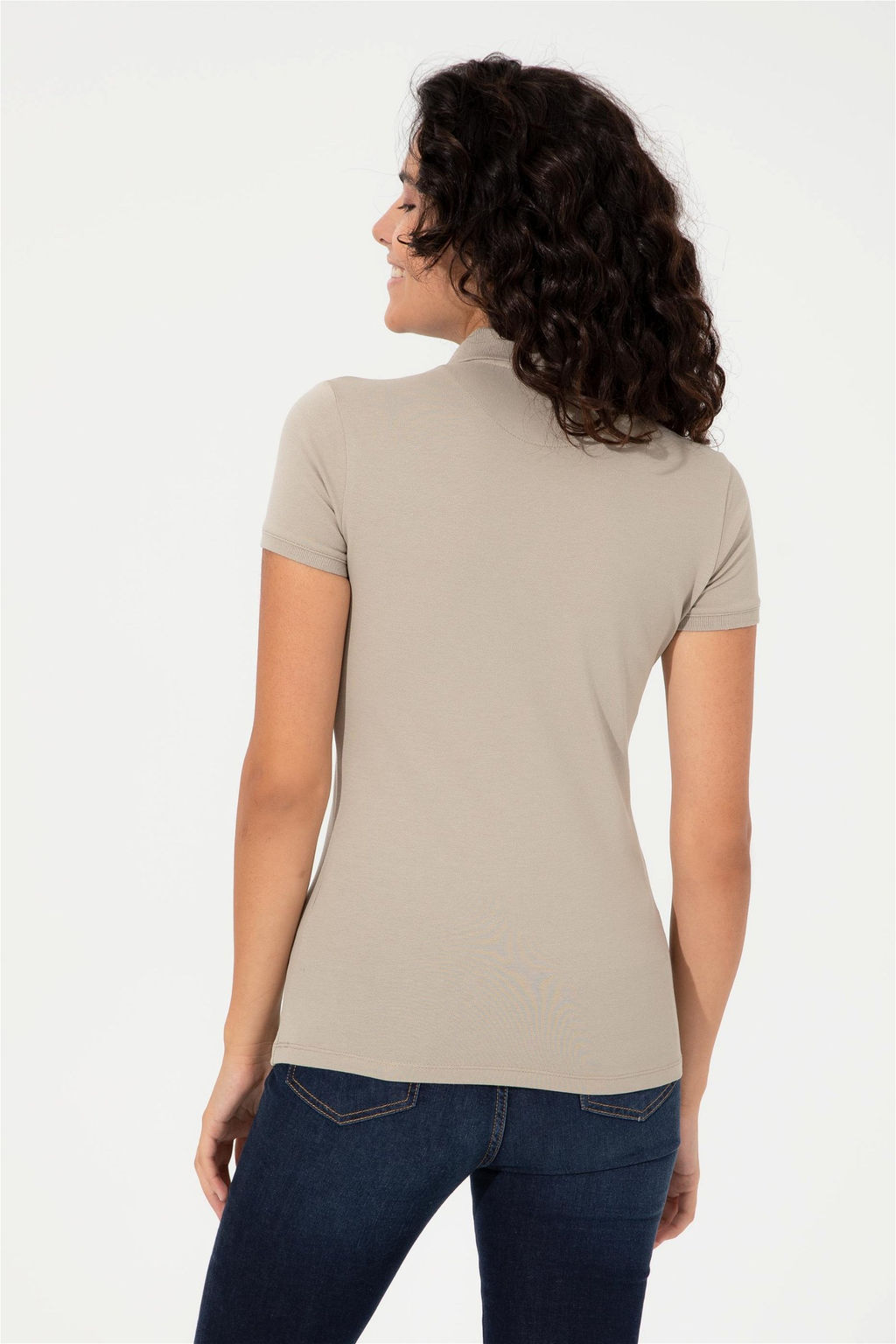 Женская футболка цвета хаки с воротником поло Basic - U.s. polo assn фото 11