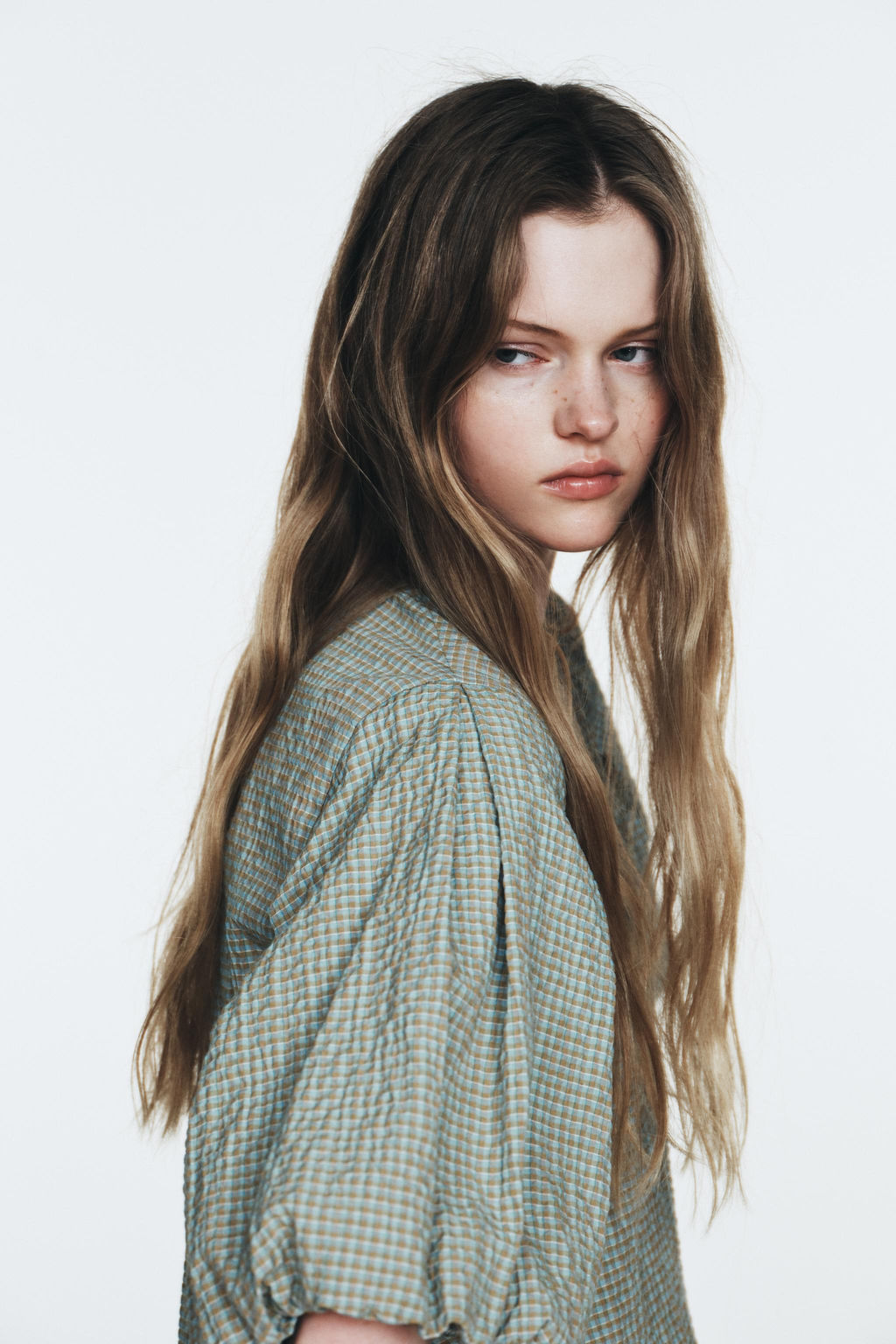 CHECK BALLOON SLEEVE TOP - Zara фото 12