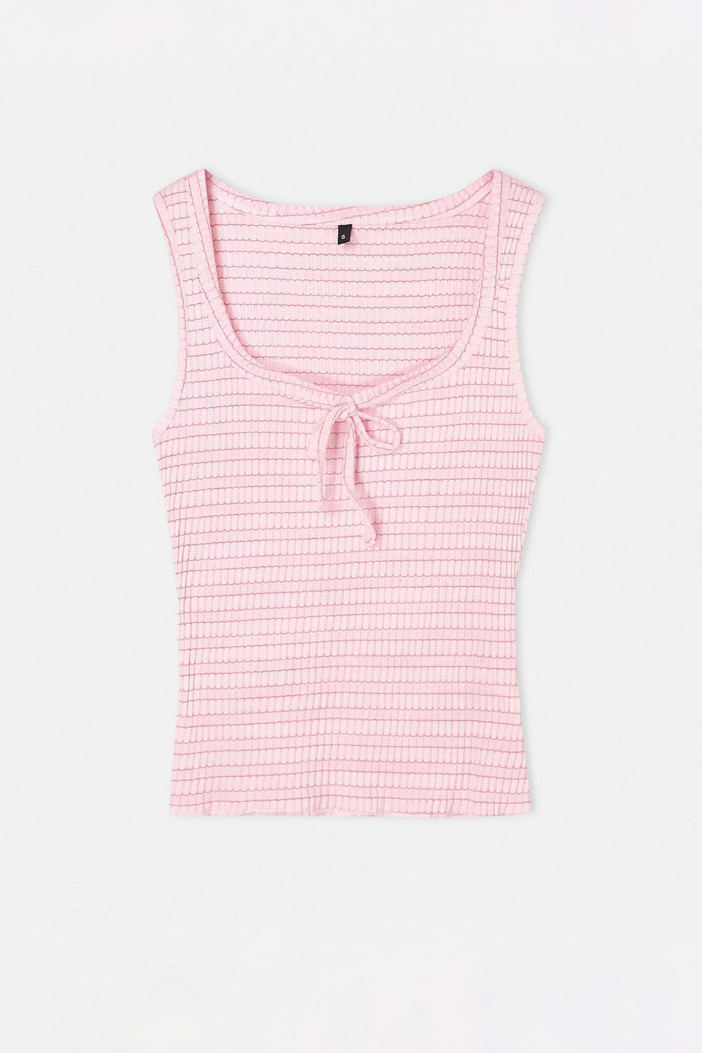 Pembe Cizgili Fitted Havuz Yaka Kal?n Ask?l? Kolsuz Orme Atlet TWOSS26AL00066