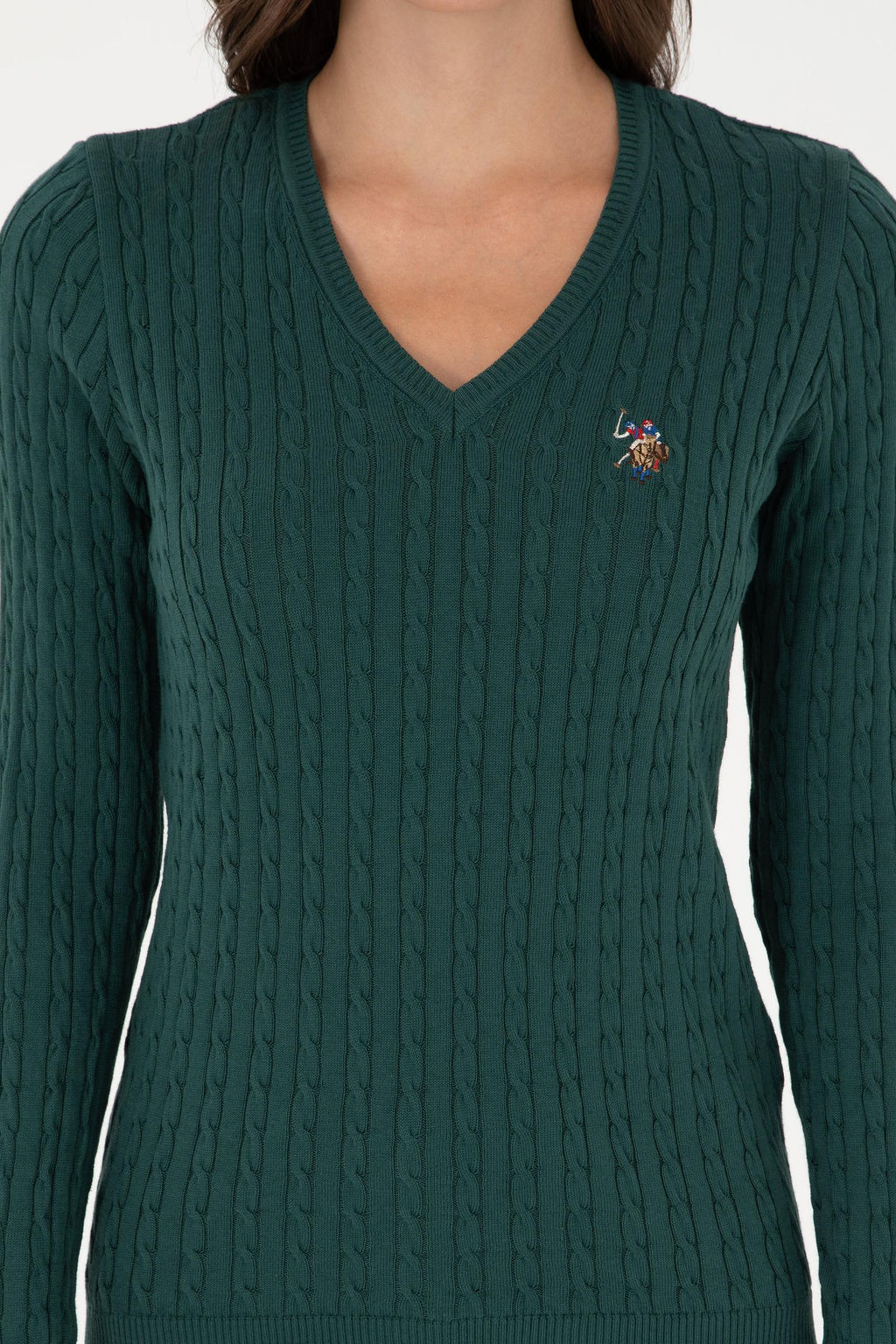 Женский темно-зеленый базовый свитер Неожиданная скидка в корзине - U.s. polo assn фото 6