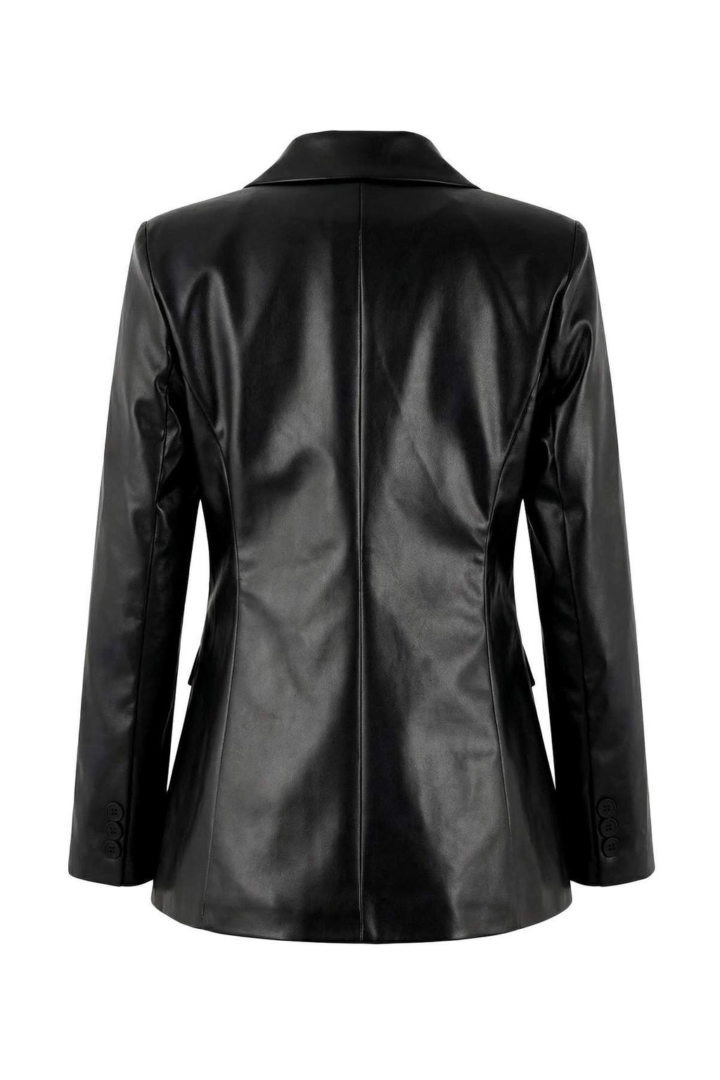 Siyah Fitted/Vucuda Oturan Tek Dugme Kapama Astarl? Vatkal? Suni Deri Blazer Ceket TWOSS26BC00017 - Trendyolmilla фото 2