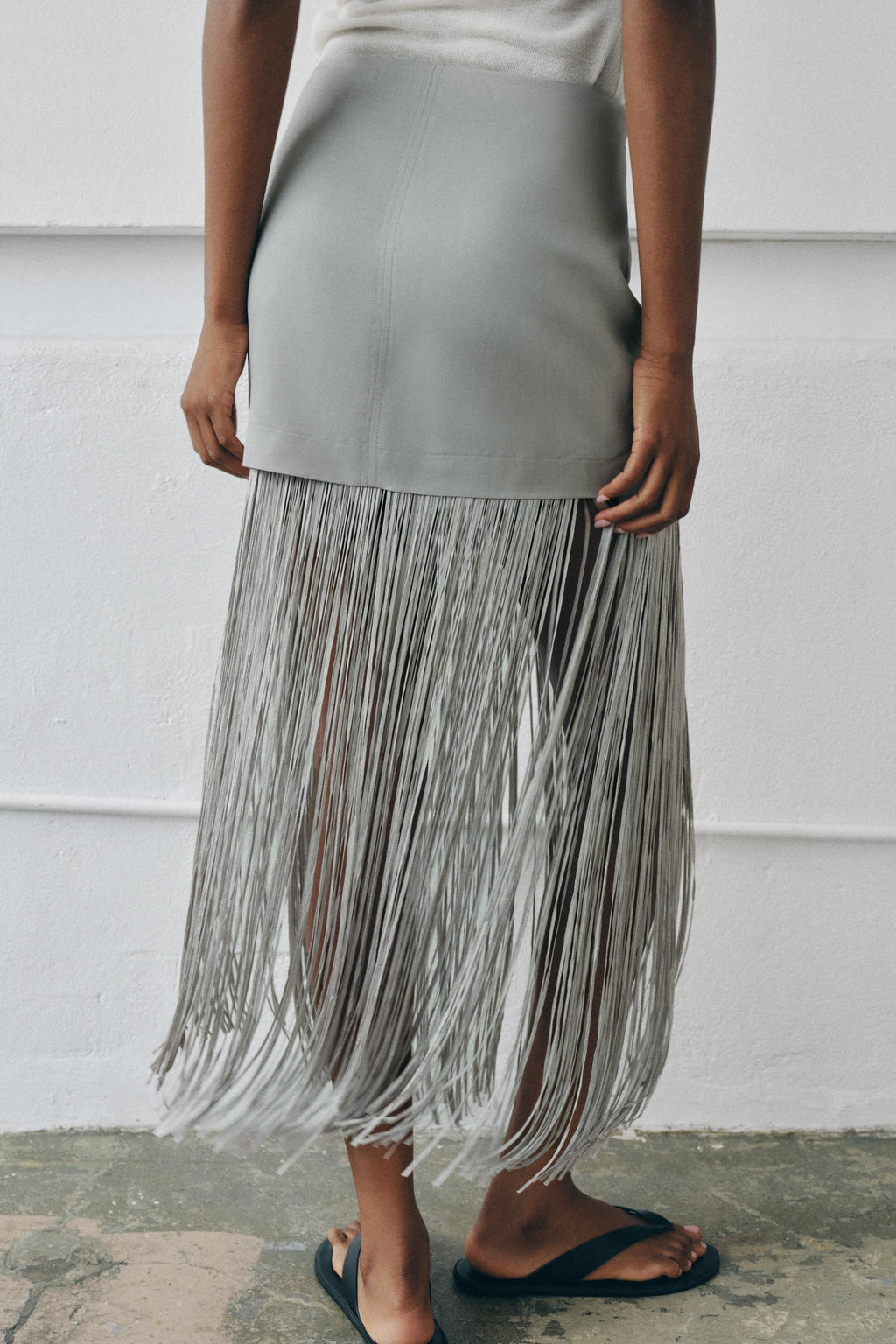 FALDA MINI LINO FLECOS / Gris - Zara фото 3