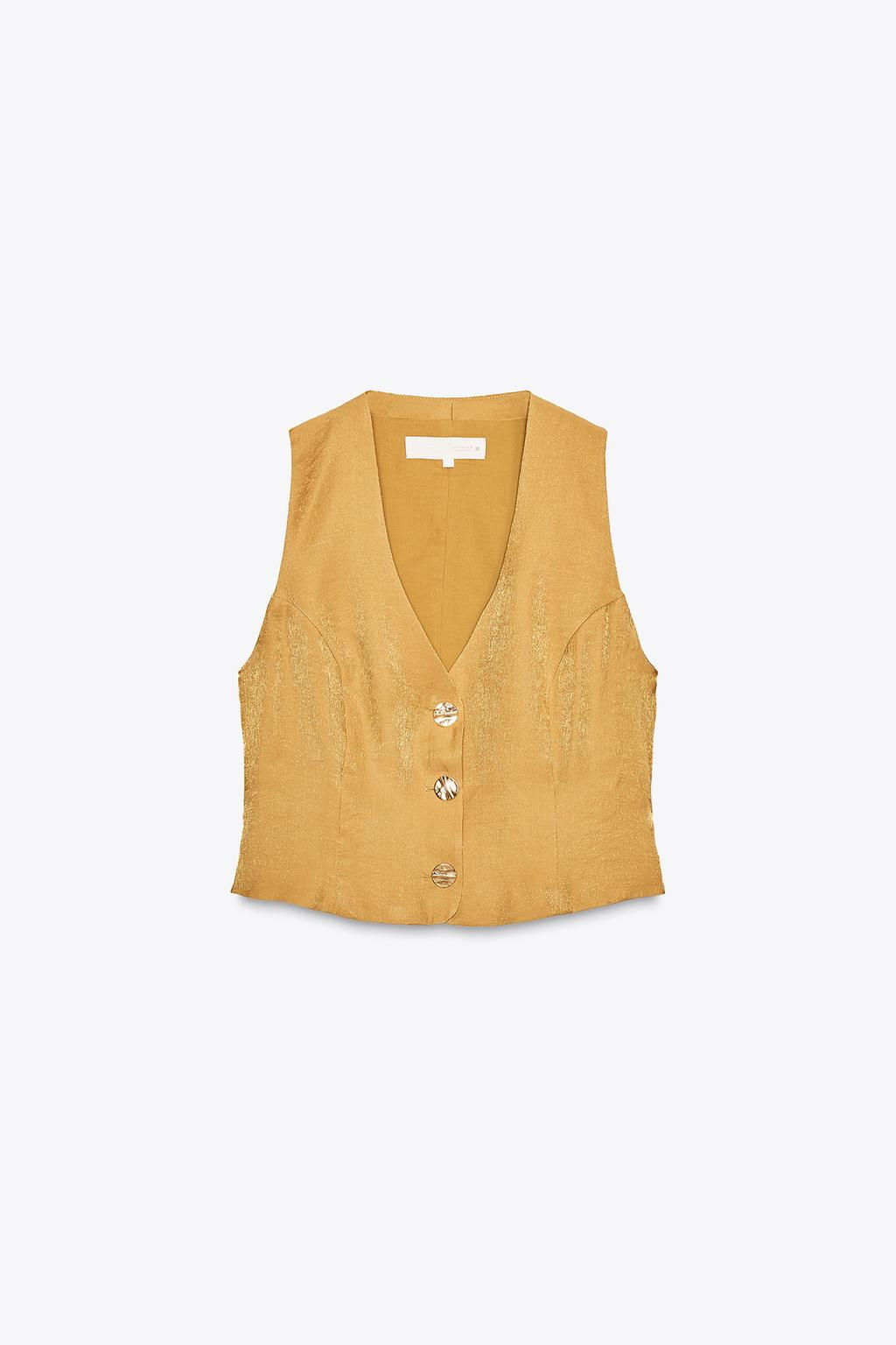 GOLD BUTTON SATIN TOP - Zara фото 14