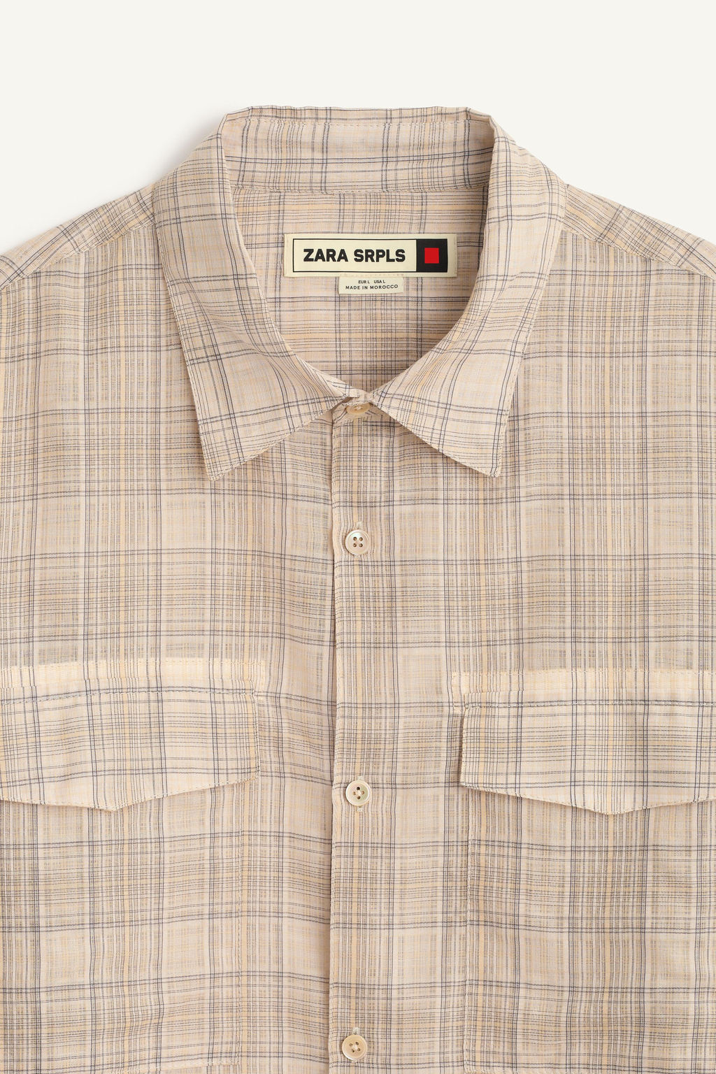 LNG SLV CHCK SHRT / Beige - Zara фото 6