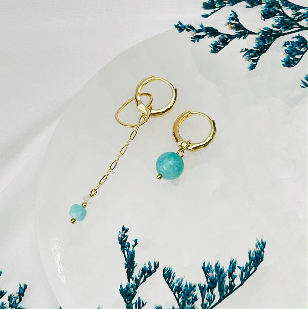 Серьги из Амазонита и Лунного камня