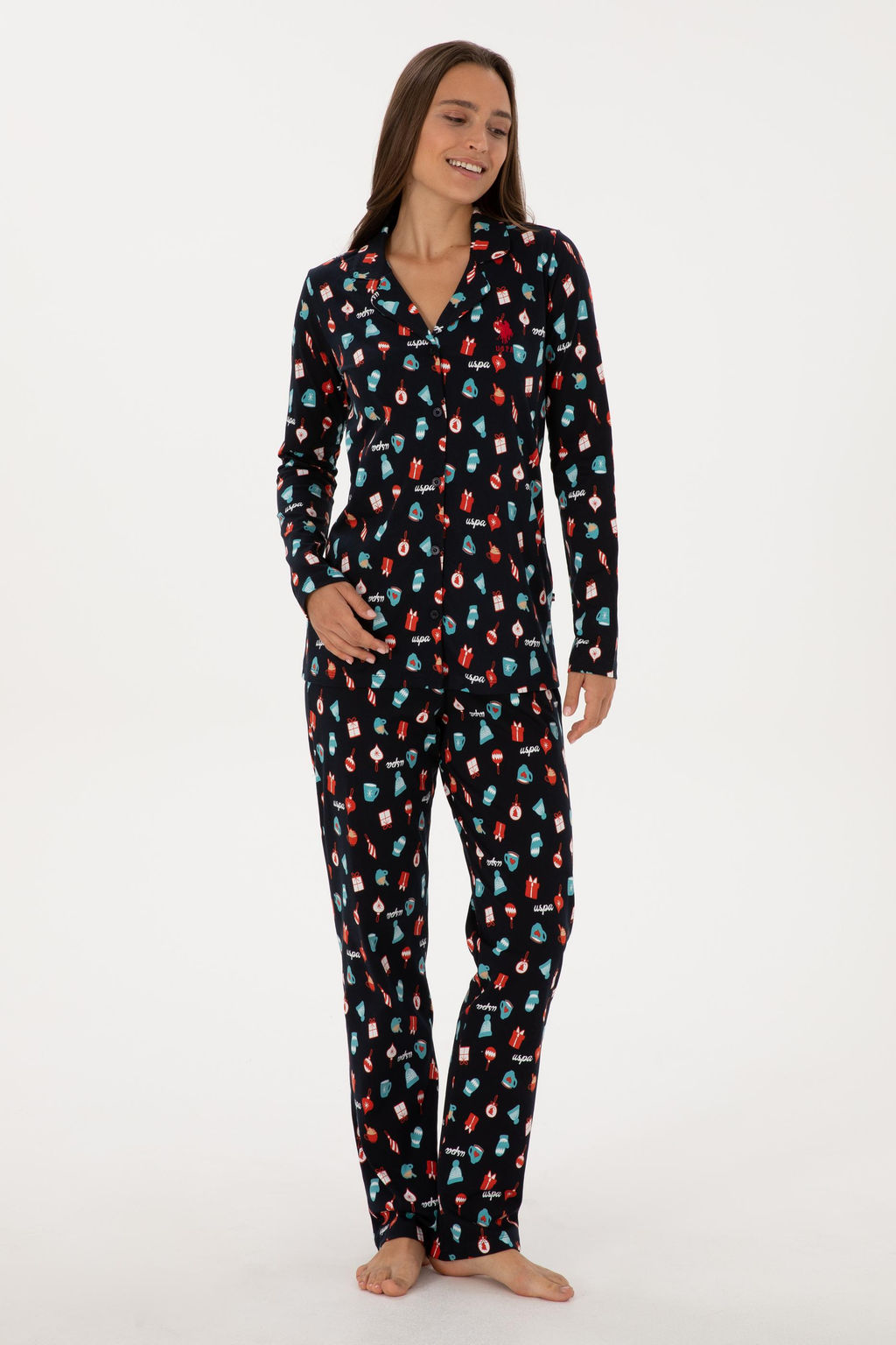 Kad_n Lacivert Pijama Tak_m_ Sepette S_rpriz _ndirim - U.s. polo assn фото 4