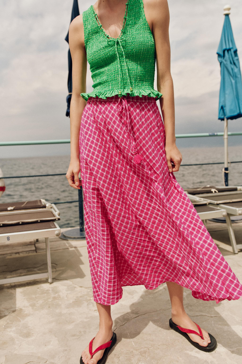FALDA MIDI CUADROS / Fucsia - Zara фото 2