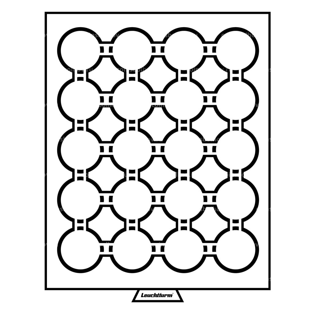 Кассета на 20 ячеек для хранения и презентации монет в капсулах диаметром 41 мм MB (LEUCHTTURM 312454)