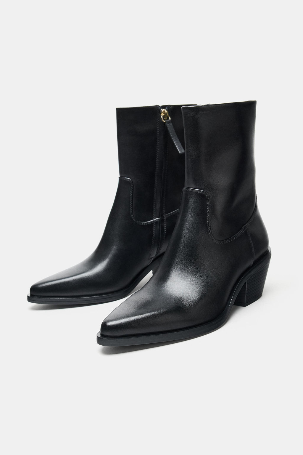 LEATHER COWBOY ANKLE BOOTS - Zara фото 3