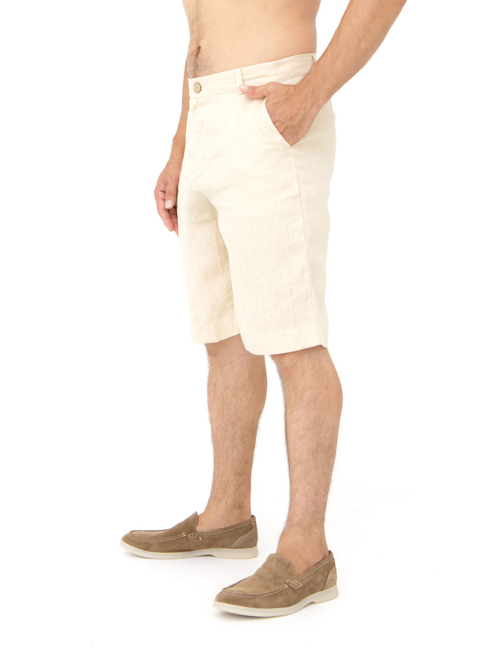Шорты льняные мужские 606 молочные