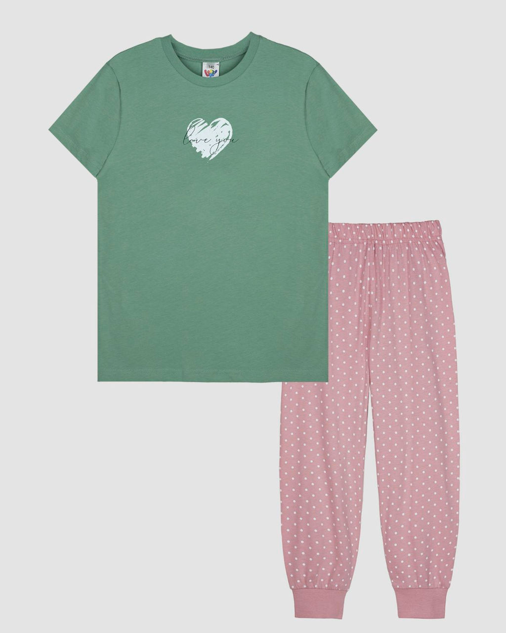 Пижама для девочки (футболка+брюки) 91277 каштановый/оливковый 890 Lets go - Let's go фото 7