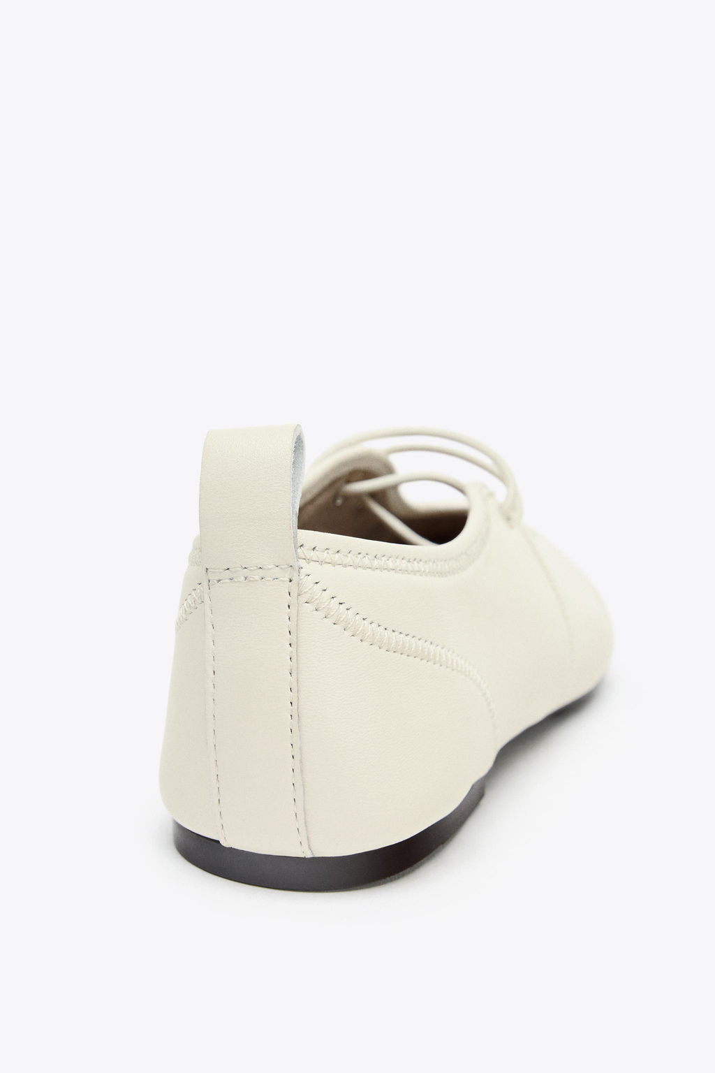 LEATHER TOPSTITCHED BALLERINAS - Zara фото 6