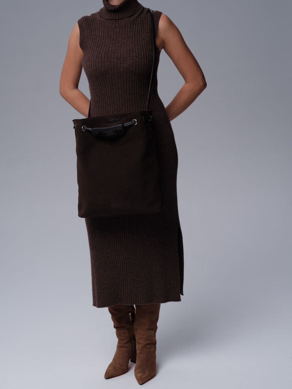 Замшевая сумка Ann DBR 31228 черный каштан  фото 5