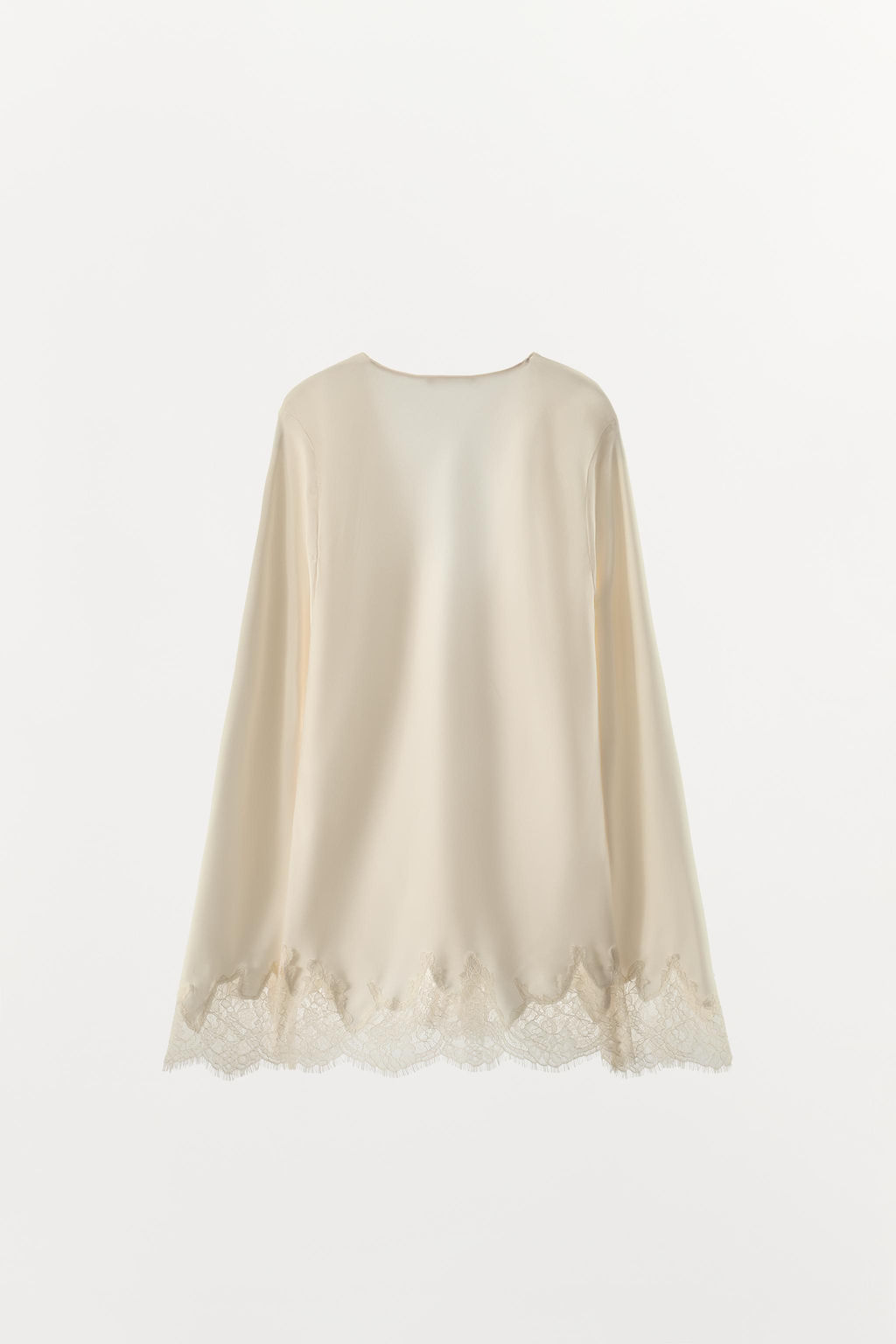 CAMISA SATINADA ENCAJE LAZADA / Crudo - Zara фото 5