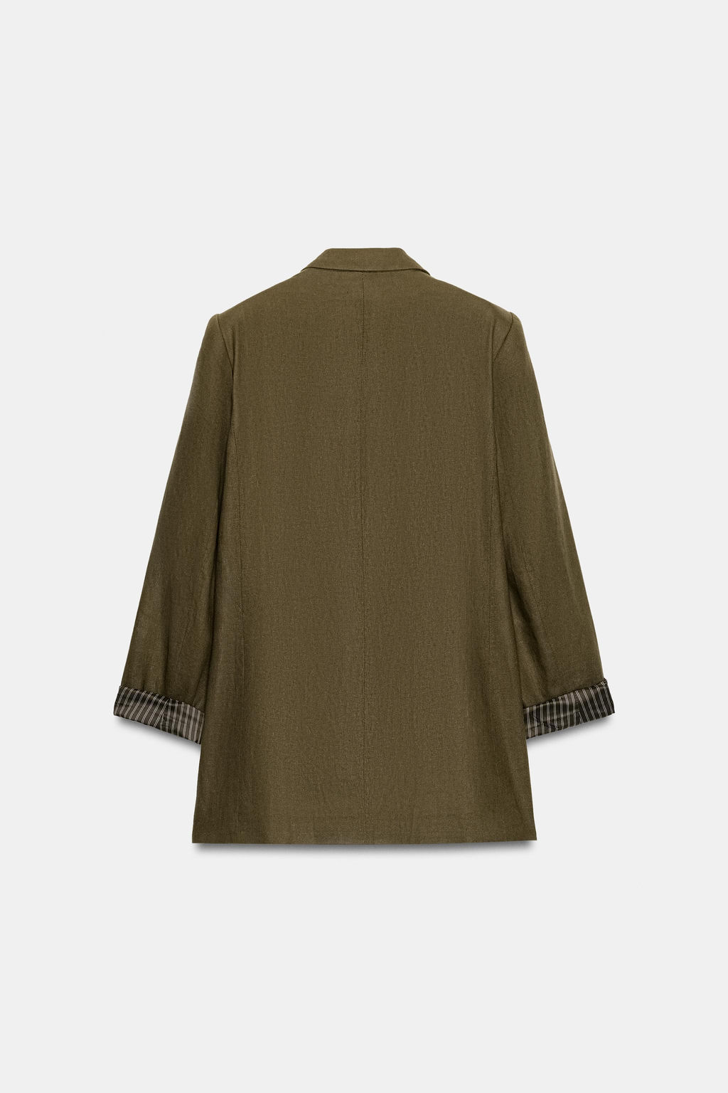 BLAZER CON LINO MANGA REMANGADA / Khaki oscuro - Zara фото 6