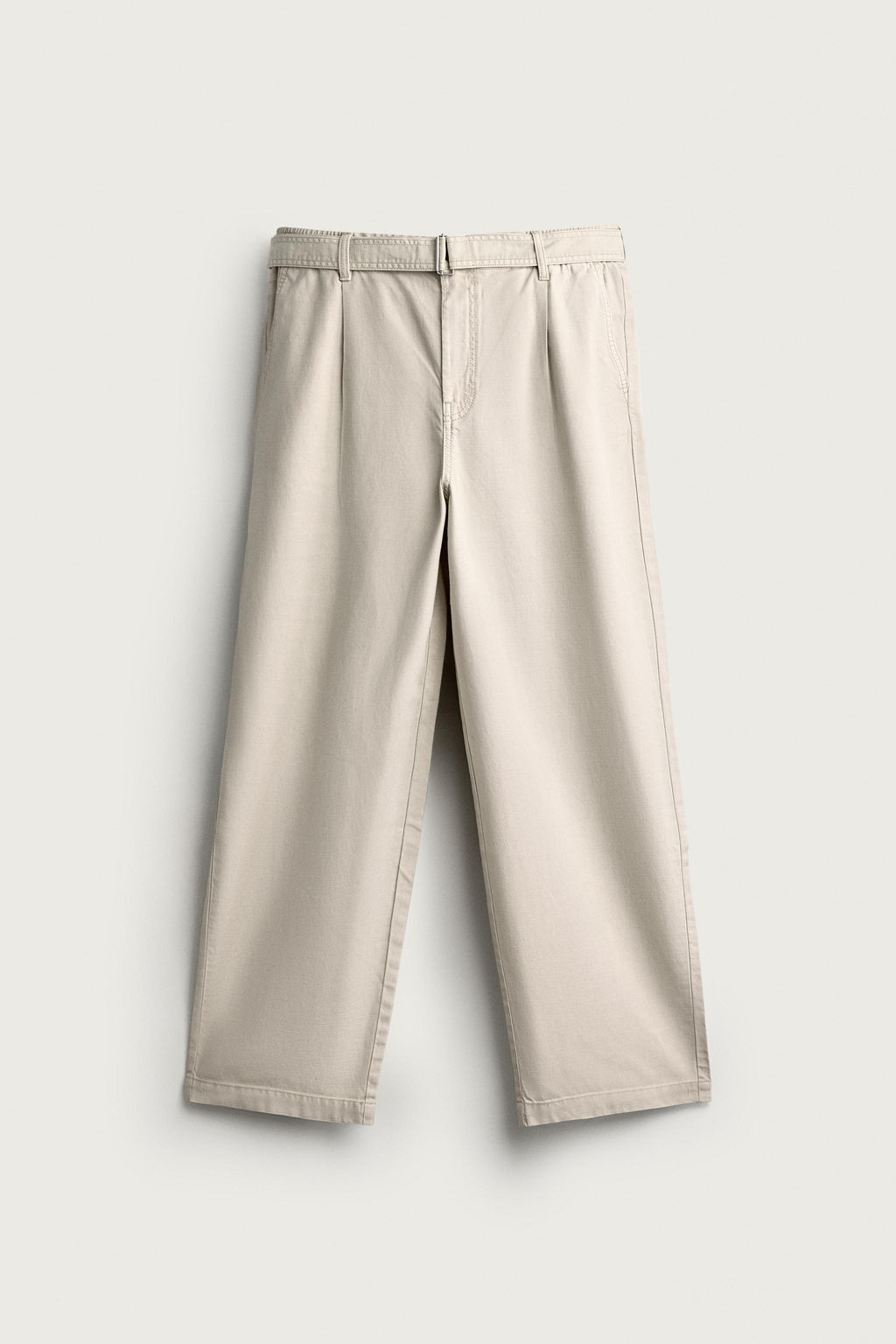 PANTAL?N RELAXED FIT PLIEGUES CINTUR?N / Gris claro - Zara фото 7