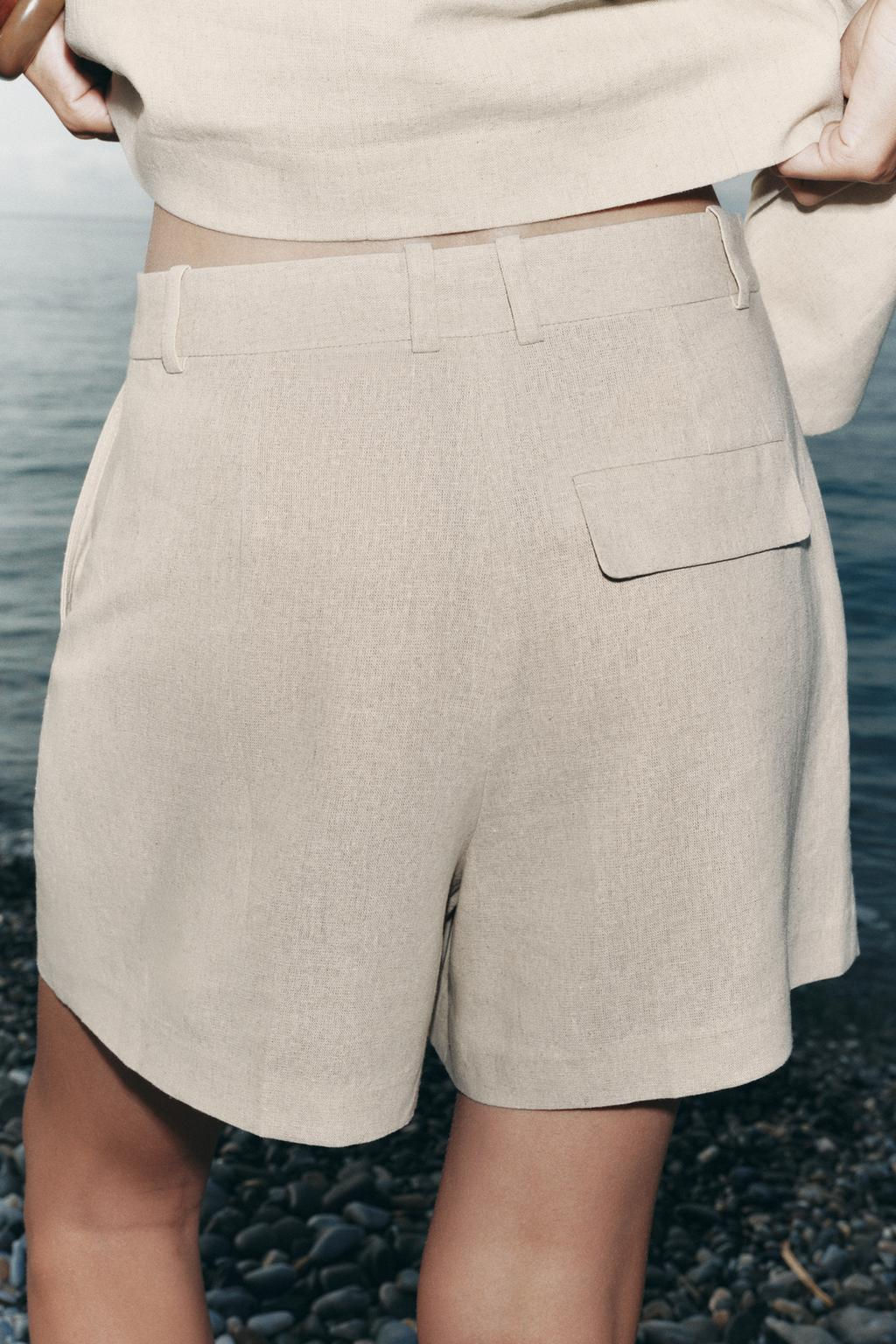 HIGH-WAIST LINEN BLEND BERMUDA SHORTS - Zara фото 17
