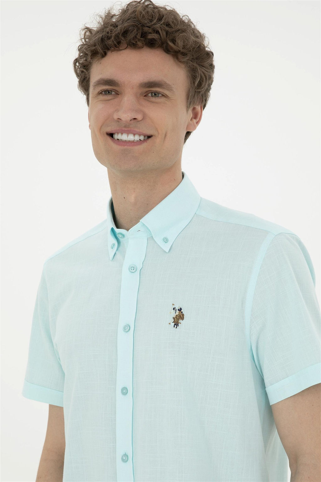 Мужская вода -зеленая рубашка с короткими рукавами в корзине - U.s. polo assn фото 2