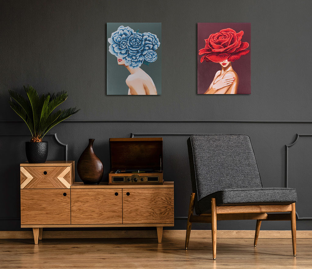 Кристальная (алмазная) мозаика ФРЕЯ ALPD-085 на подрамнике Красная роза 30 х 40 см