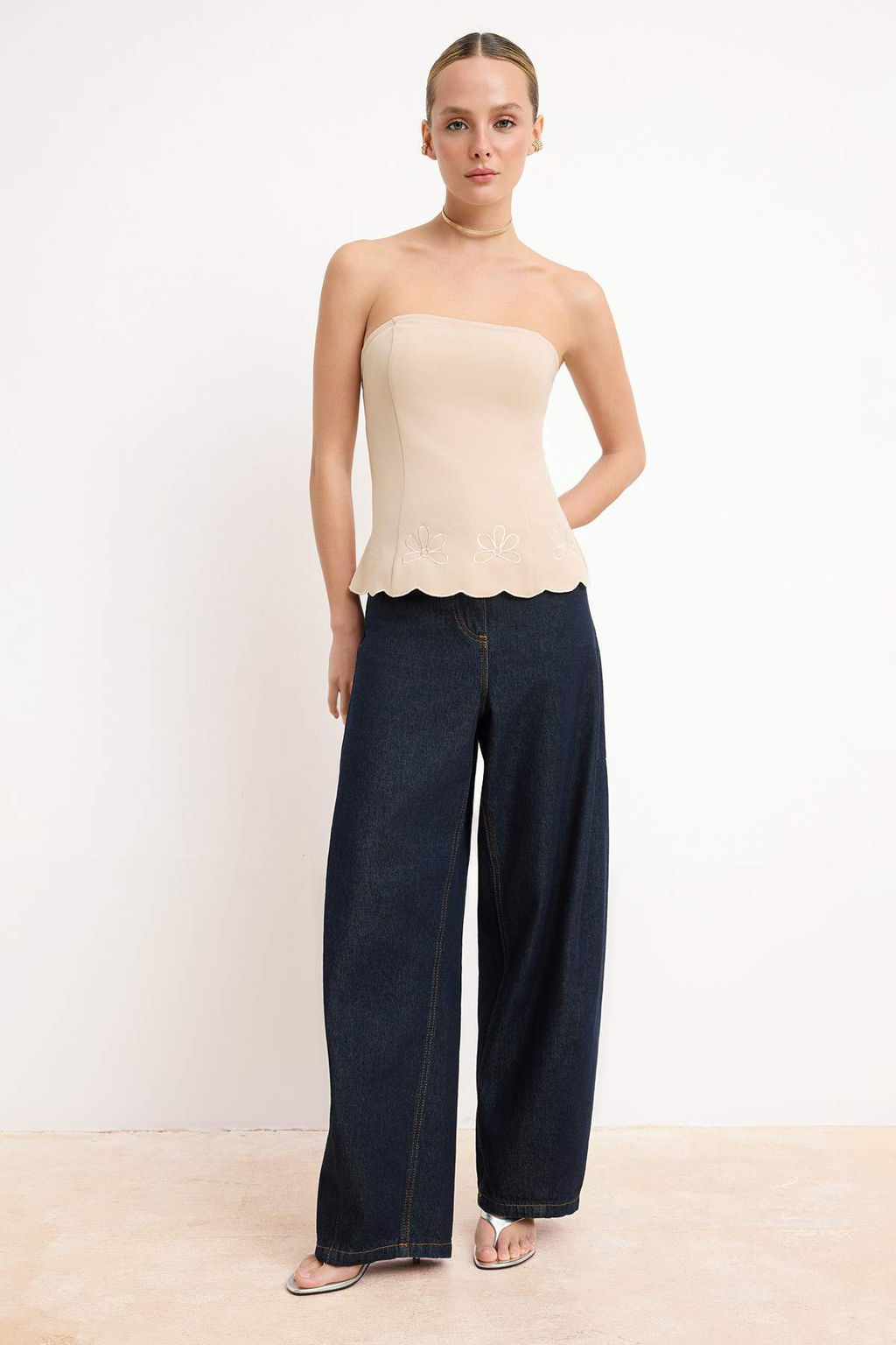 Bej Nak?s Detayl? Dokuma Bluz TWOSS26BZ00500 - Trendyolmilla фото 2