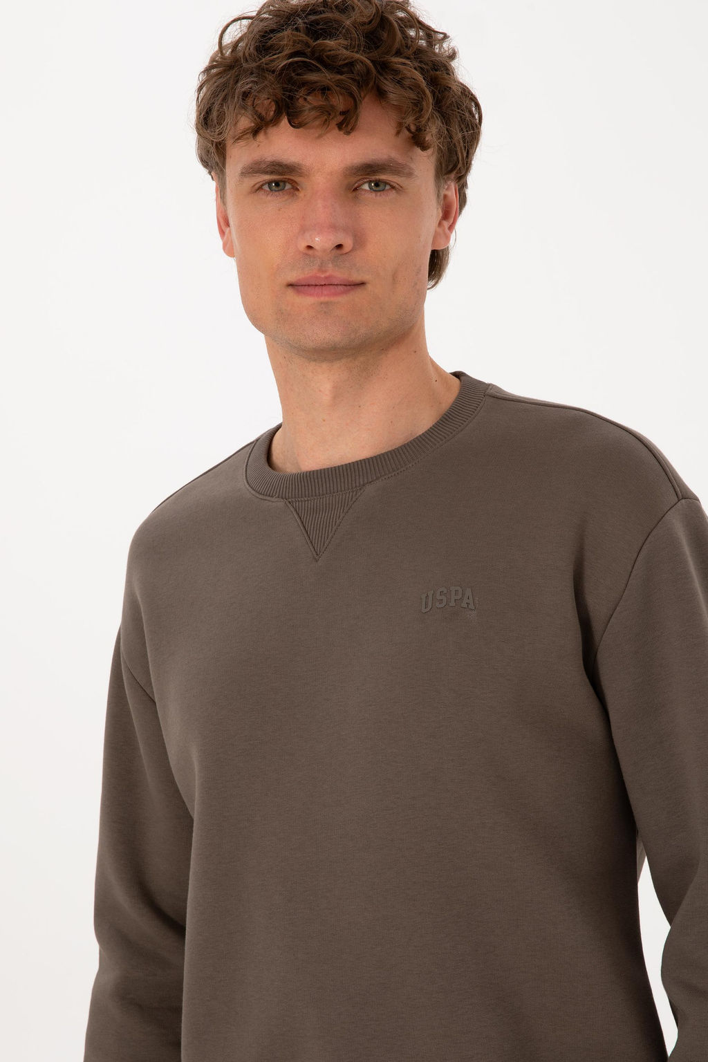 Erkek Vizon Basic Sweatshirt