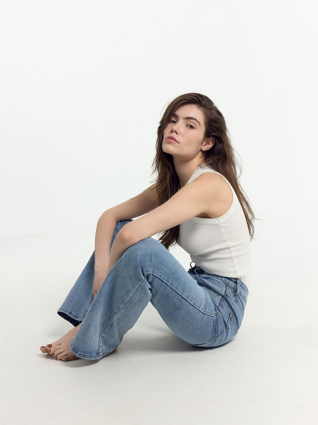 Брюки женские джинсовые FLARE FIT голубые голубой 2024-DTW1701-3 - Mark formelle фото 2