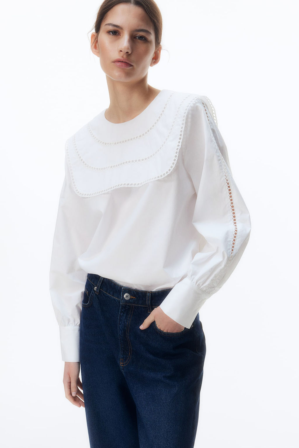 Blusa de algodon con ribetes de encaje - H&m фото 3