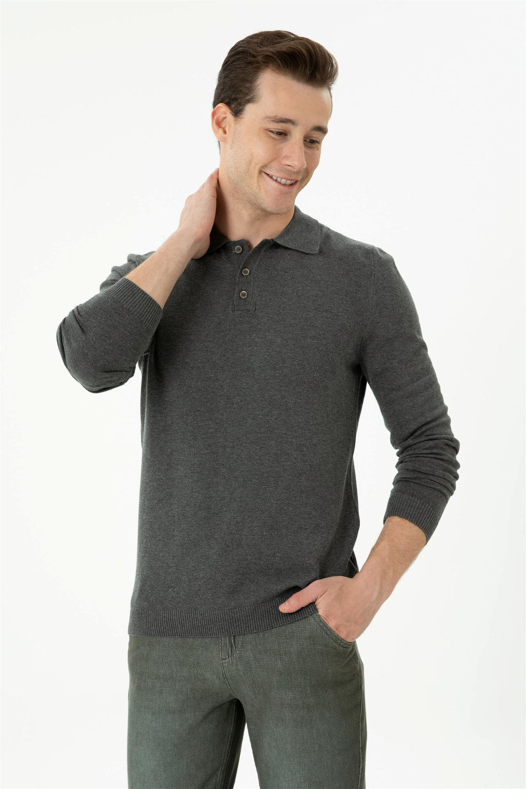 U. S. Polo Assn Мужской свитер антрацитового меланжа - U.s. polo assn фото 8