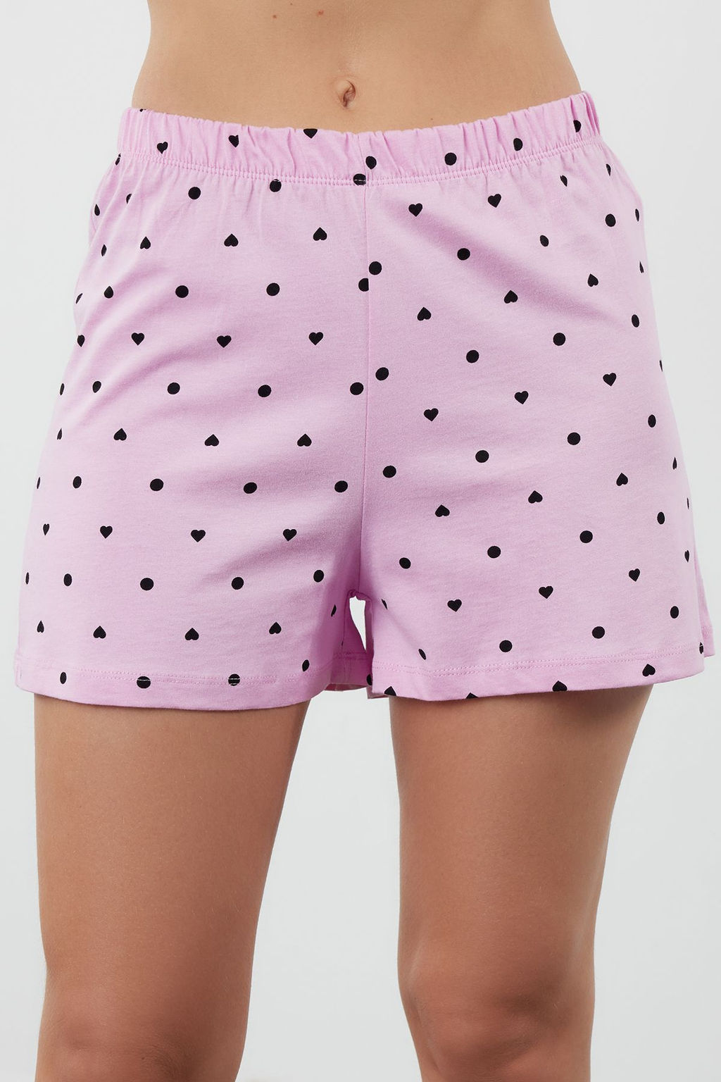 Trendyolmilla Beyaz %100 Pamuklu Puantiyeli ve Kalpli Sortlu Orme Pijama Tak?m? THMSS21PT1485 фото 68