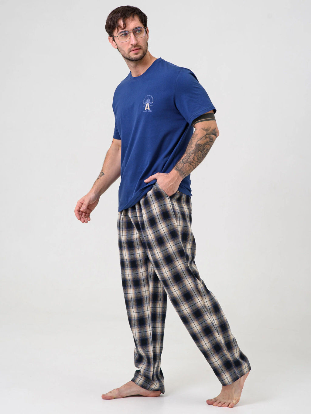 Пижама оптима Авангард хлопок с полиэстером синий