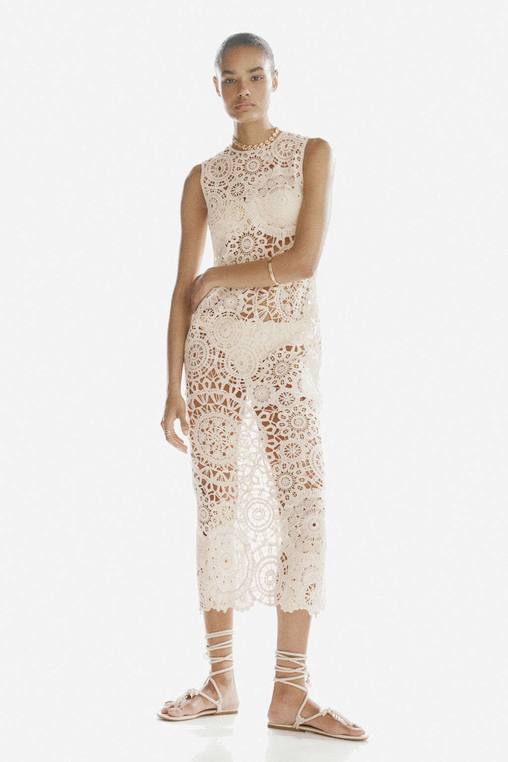 Vestido de algod?n efecto crochet - H&m фото 4