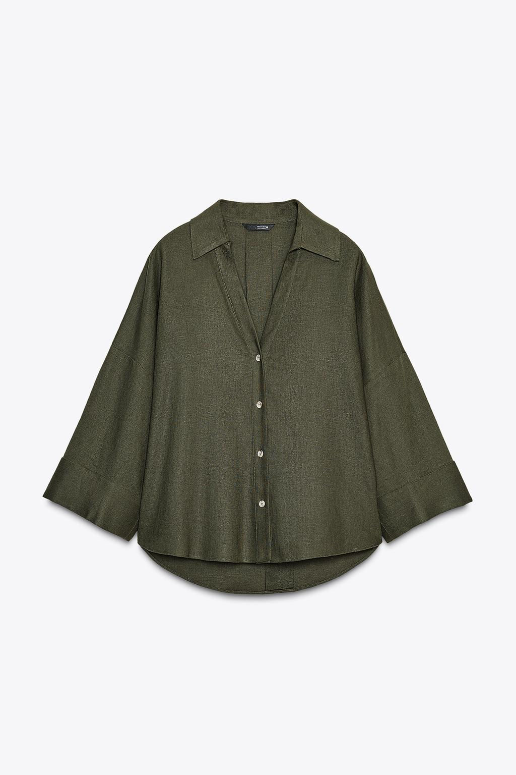 WIDE-SLEEVE LINEN BLEND SHIRT - Zara фото 35