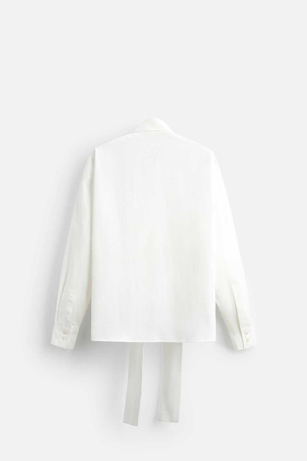 RELAXED FIT TIE-NECK SHIRT - Zara фото 7